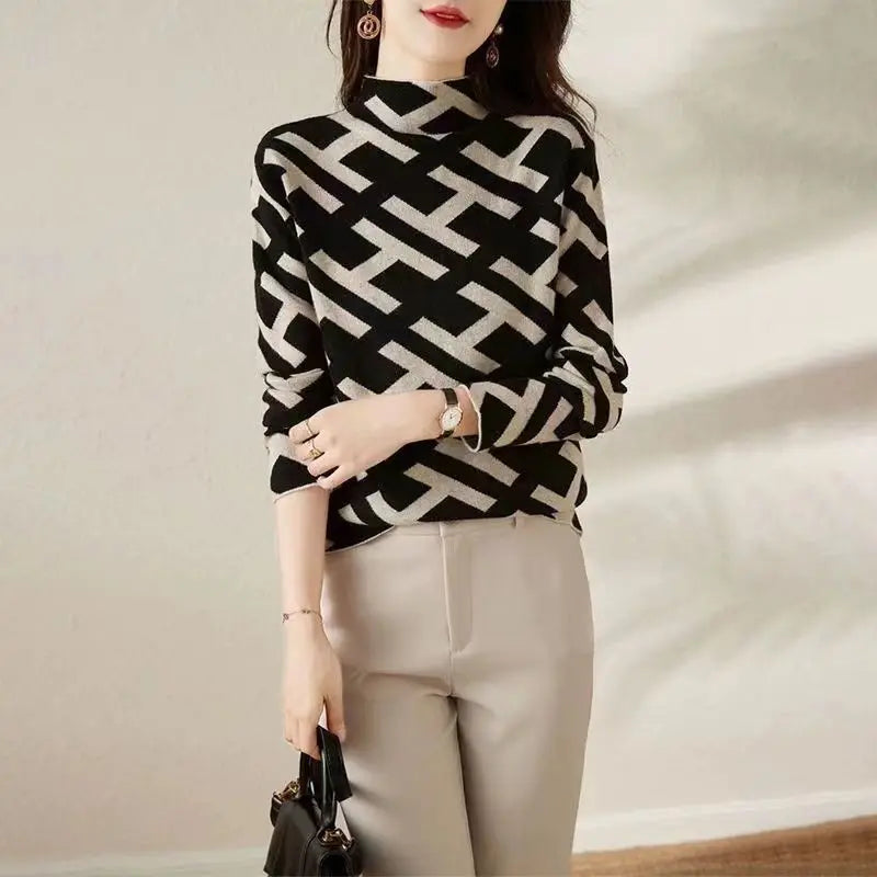 Blusa geométrica de  pulôveres vintage.