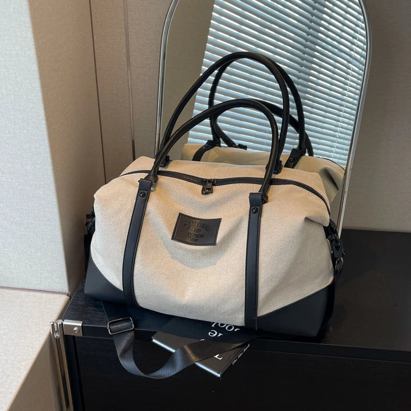 Bolsa Casual De Lona Com Grande Capacidade, Ideal Para Viagens.