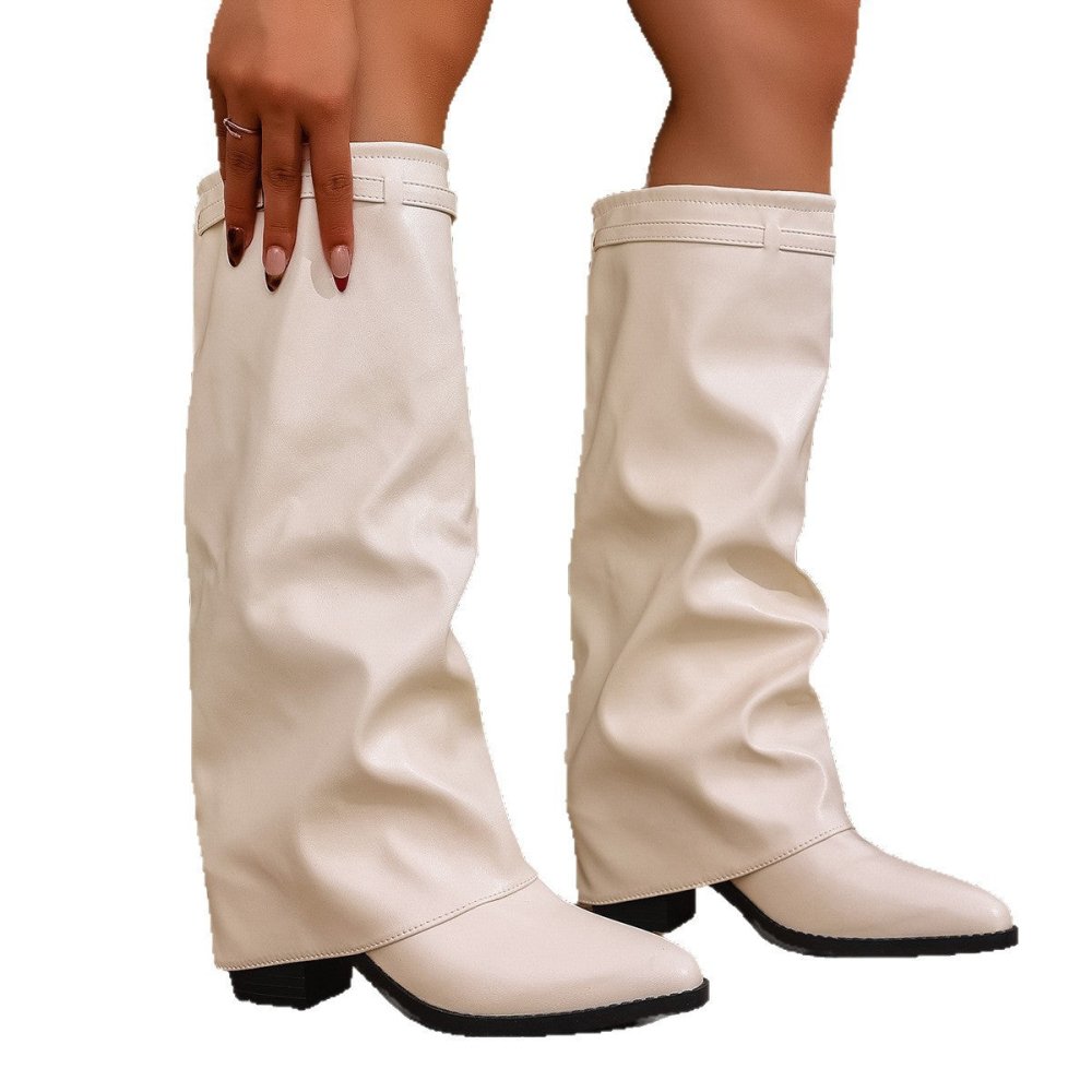 Autumn Chunky - Heel Plus - Size British - Style Over - the - Knee Boots - VEZTIVIA