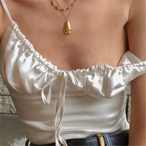 Blusa de alça em cetim duplo - VEZTIVIA