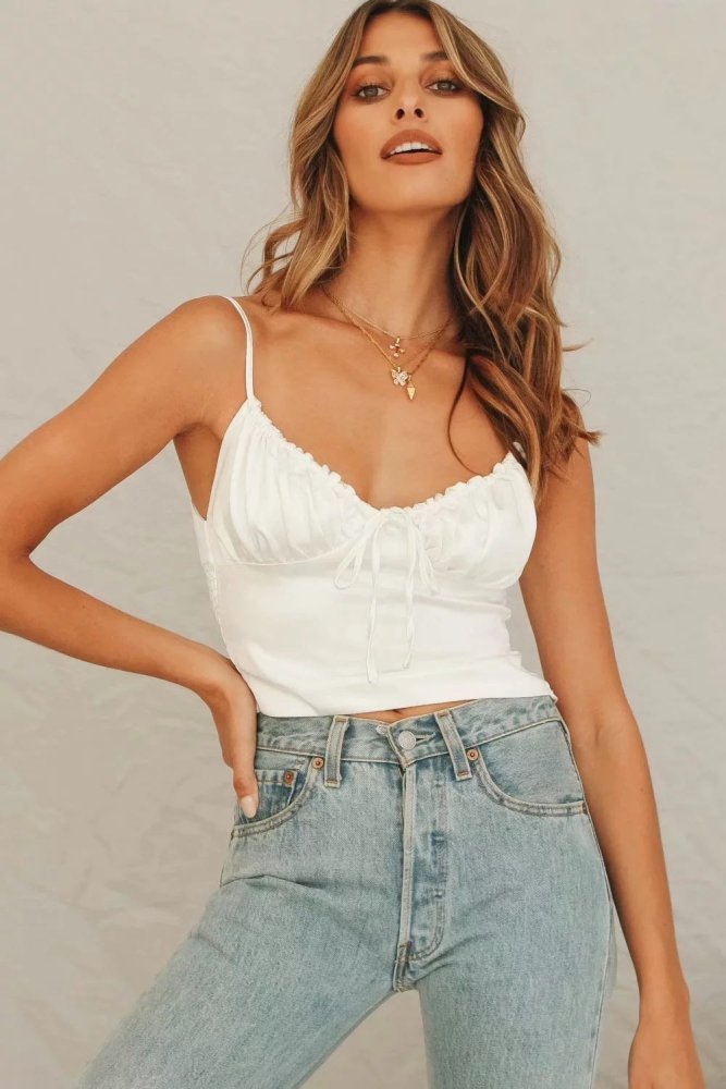 Blusa de alça em cetim duplo - VEZTIVIA