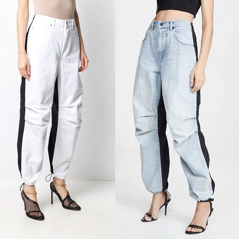 Calça Jeans Cargo Reta com Recortes e Elástico - VEZTIVIA