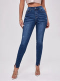 Calça Jeans Patchwork Slim Fit Cintura Alta com Lycra - VEZTIVIA