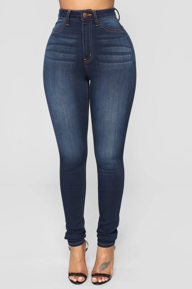 Calça Jeans Skinny De Cintura Alta com Elastano - VEZTIVIA