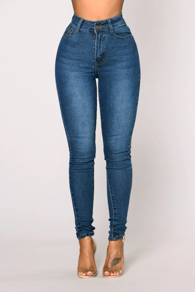 Calça Jeans Skinny De Cintura Alta com Elastano - VEZTIVIA