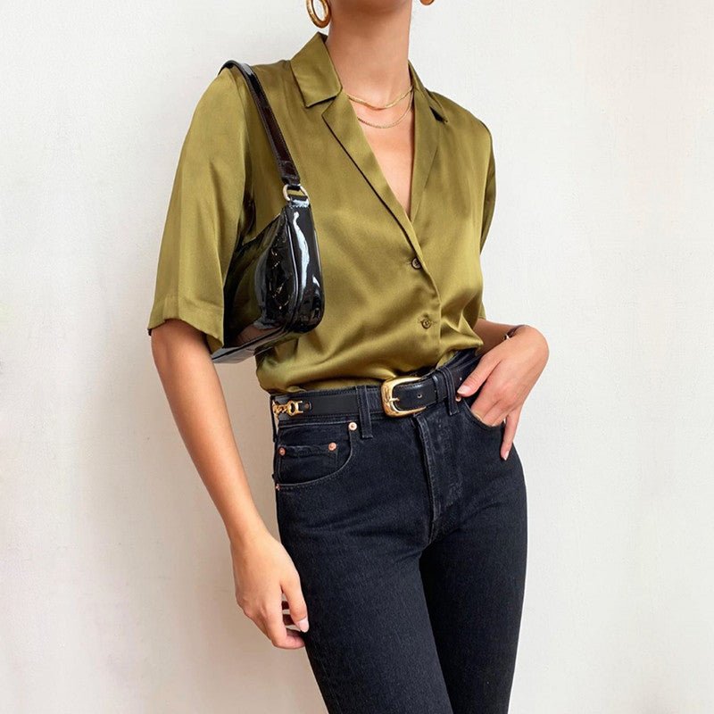 Camisa de cetim de seda - VEZTIVIA