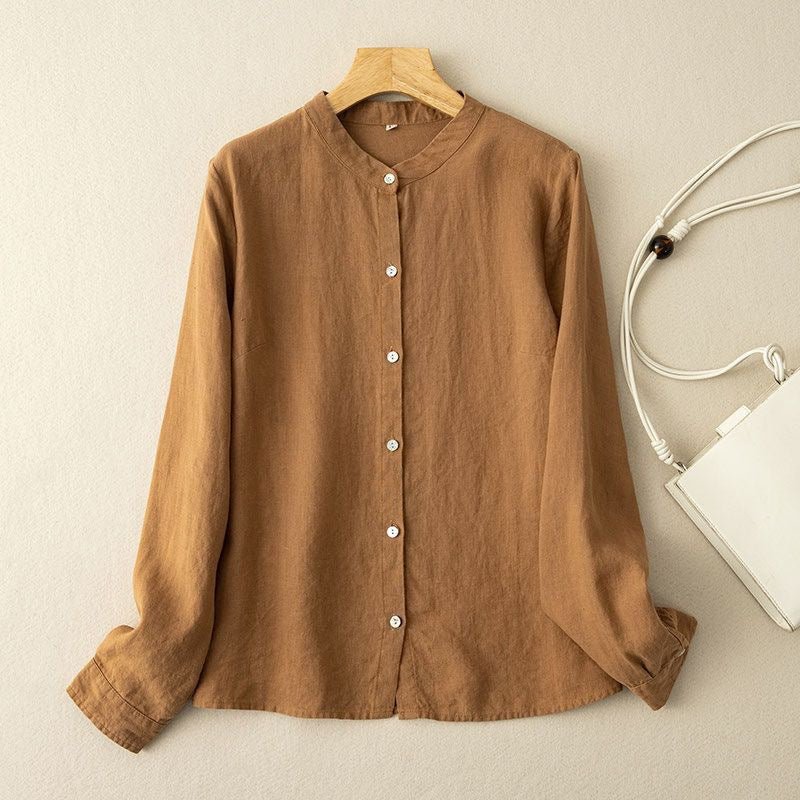 Camisa Feminina Casual Retrô (Algodão e Linho) - VEZTIVIA