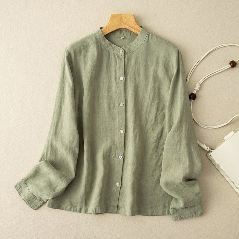 Camisa Feminina Casual Retrô (Algodão e Linho) - VEZTIVIA