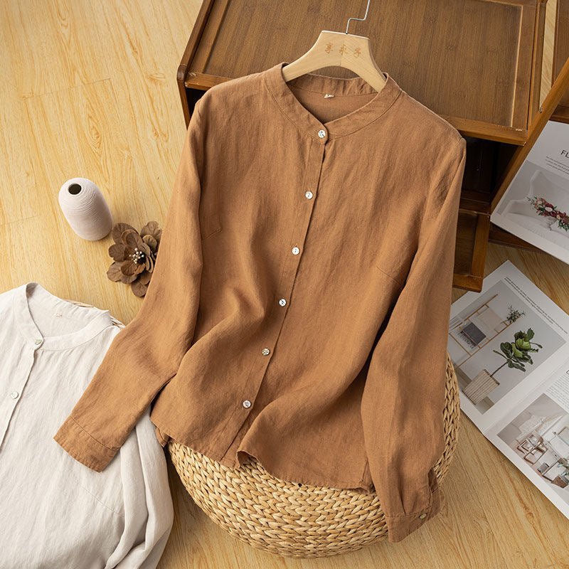 Camisa Feminina Casual Retrô (Algodão e Linho) - VEZTIVIA