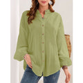 Camisa Feminina de Algodão e Linho Retrô – Manga Longa Casual Oversized - VEZTIVIA