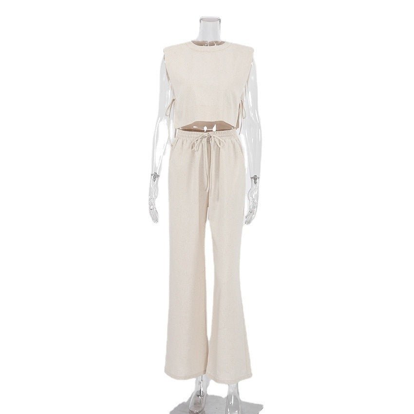 Conjunto Feminino de Algodão e Linho: Blusa Sem Mangas e Calça - VEZTIVIA