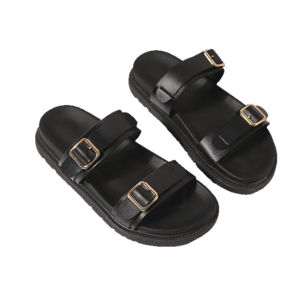 Loafers And Thick - soled Slippers Fashion Buckle Strappy Beach Sandals For Women - VEZTIVIA