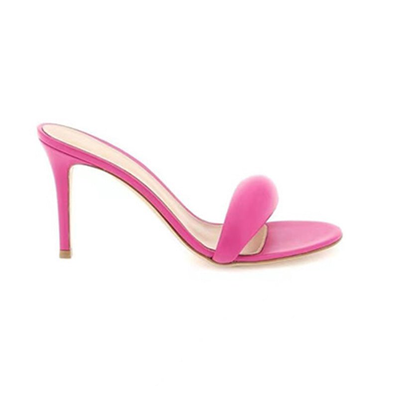 Plus Size One - line Round Head Woman High - heeled Shoes - VEZTIVIA