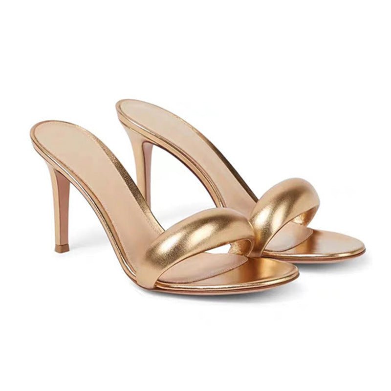 Plus Size One - line Round Head Woman High - heeled Shoes - VEZTIVIA