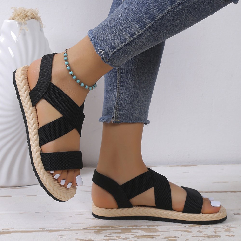 Sandália Flat Com Sola Macia e Tiras Cruzadas - VEZTIVIA