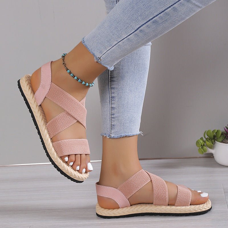 Sandália Flat Com Sola Macia e Tiras Cruzadas - VEZTIVIA