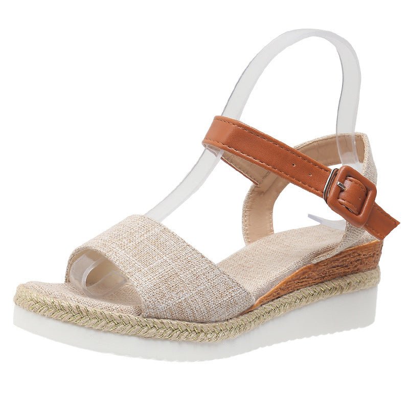 Sandálias Anabela Estilo Peep Toe Com Sola De Espadrille e Alça no Tornozelo - VEZTIVIA