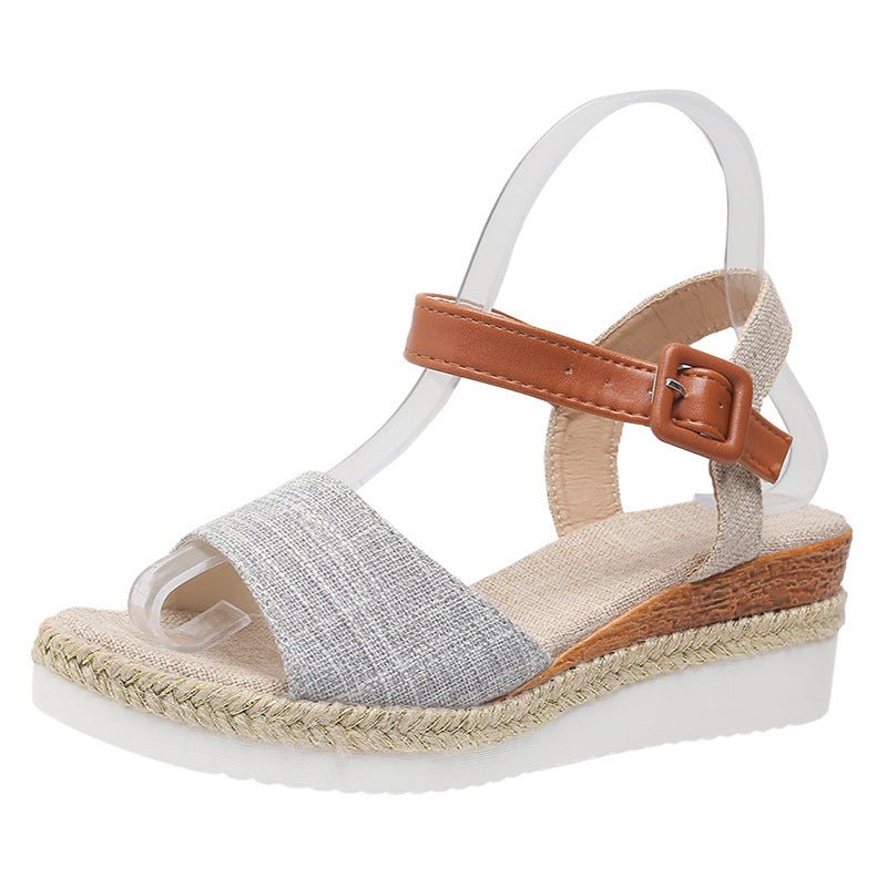 Sandálias Anabela Estilo Peep Toe Com Sola De Espadrille e Alça no Tornozelo - VEZTIVIA