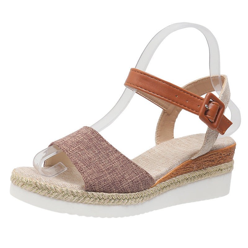 Sandálias Anabela Estilo Peep Toe Com Sola De Espadrille e Alça no Tornozelo - VEZTIVIA