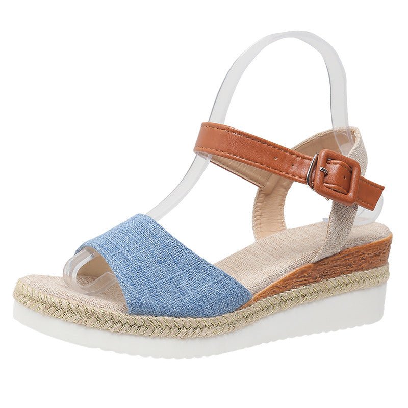 Sandálias Anabela Estilo Peep Toe Com Sola De Espadrille e Alça no Tornozelo - VEZTIVIA