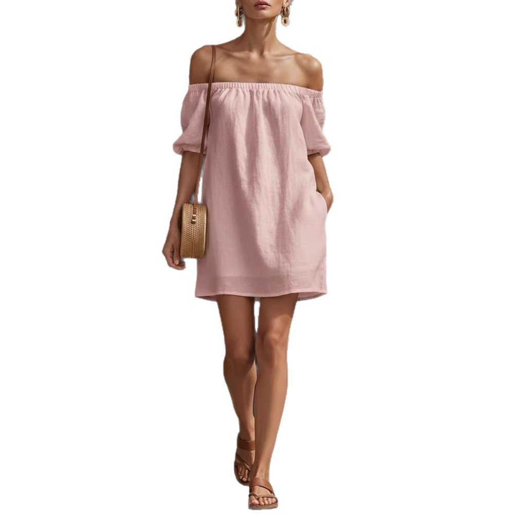 Vestido Boho Chic em Algodão e Linho Ombro a Ombro - VEZTIVIA