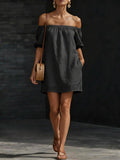 Vestido Boho Chic em Algodão e Linho Ombro a Ombro - VEZTIVIA