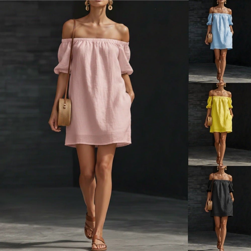 Vestido Boho Chic em Algodão e Linho Ombro a Ombro - VEZTIVIA