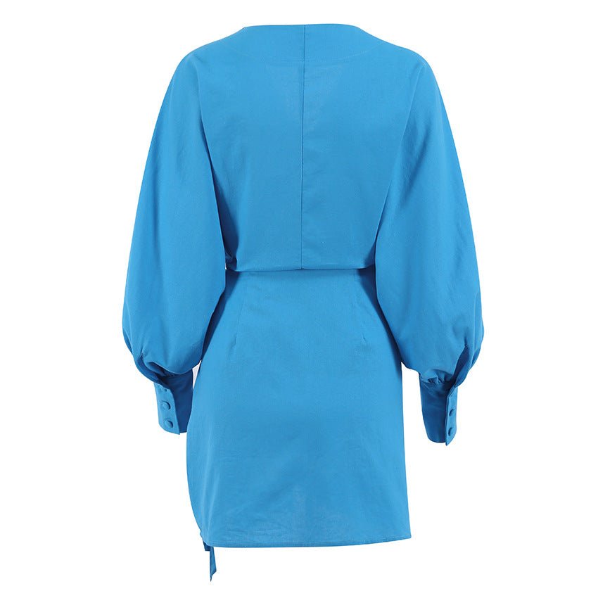Vestido Chemise Casual Elegante com Amarração de Laço - VEZTIVIA