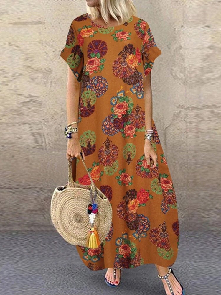 Vestido de Algodão e Linho Estilo Retrô - VEZTIVIA