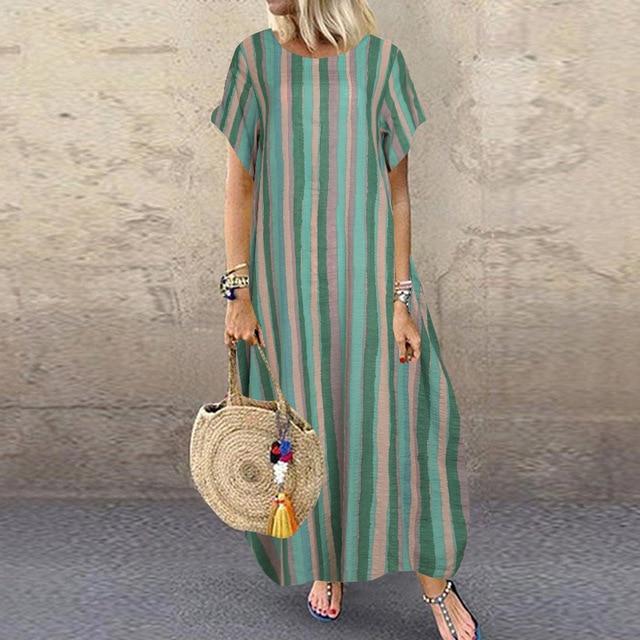 Vestido de Algodão e Linho Estilo Retrô - VEZTIVIA