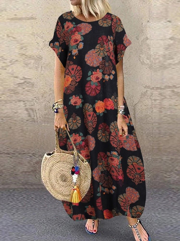 Vestido de Algodão e Linho Estilo Retrô - VEZTIVIA