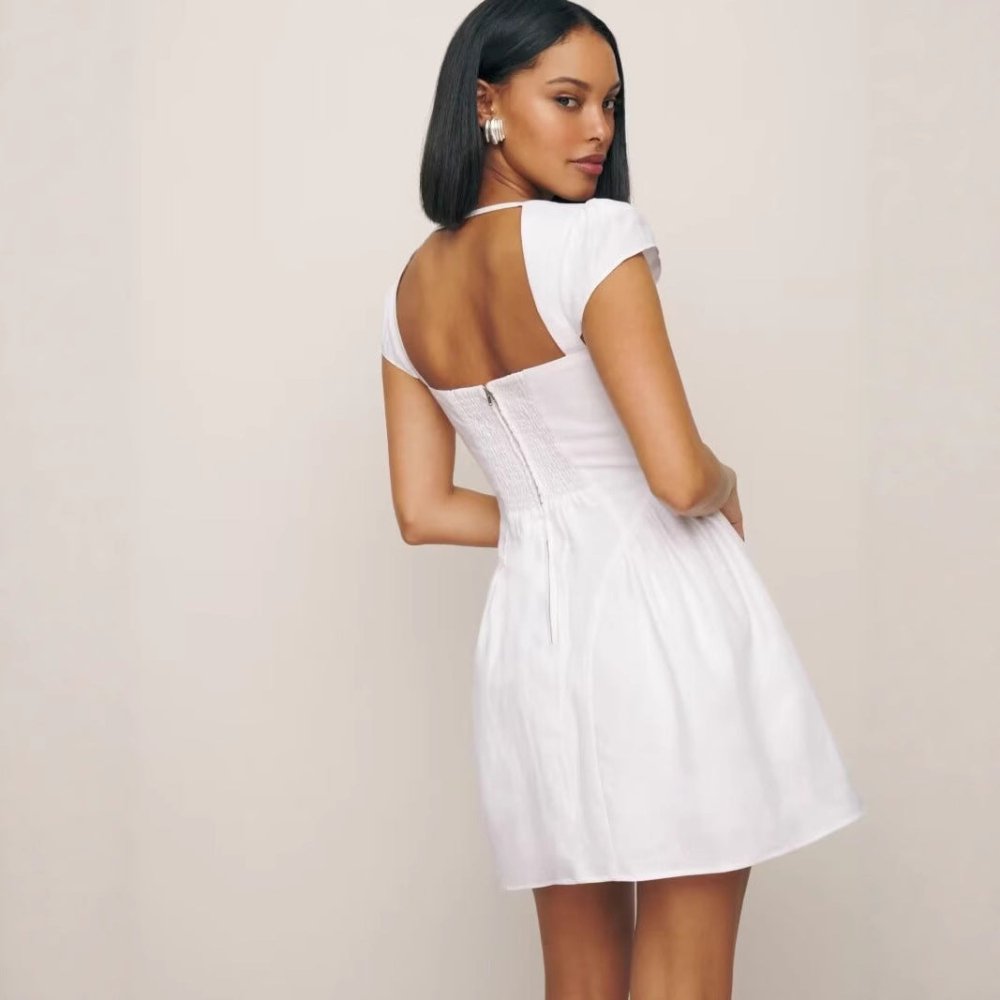 Vestido Linho e Algodão Premium com Decote Quadrado Alfaiataria - VEZTIVIA
