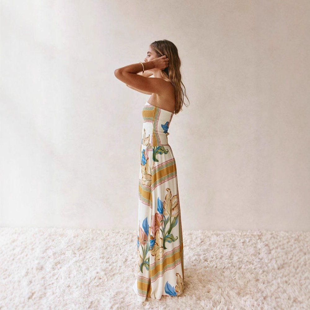 Vestido longo em Linho Solto Tomara que Caia - VEZTIVIA