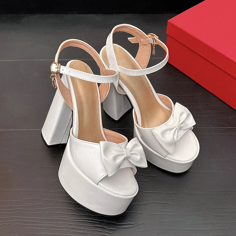Womens Chunky - heel Ultra - high - heeled Peep - toe Sandals - VEZTIVIA