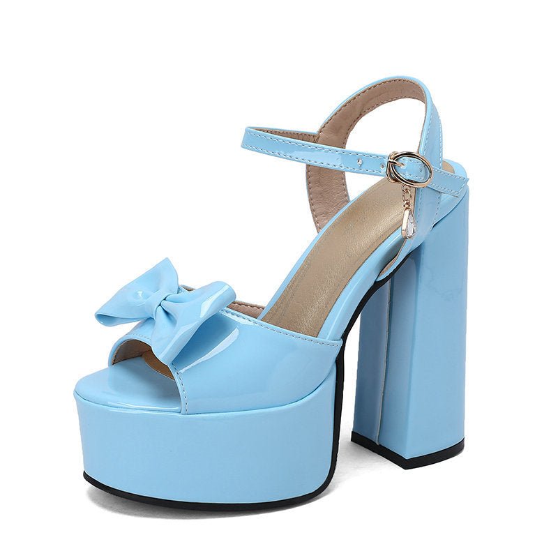 Womens Chunky - heel Ultra - high - heeled Peep - toe Sandals - VEZTIVIA