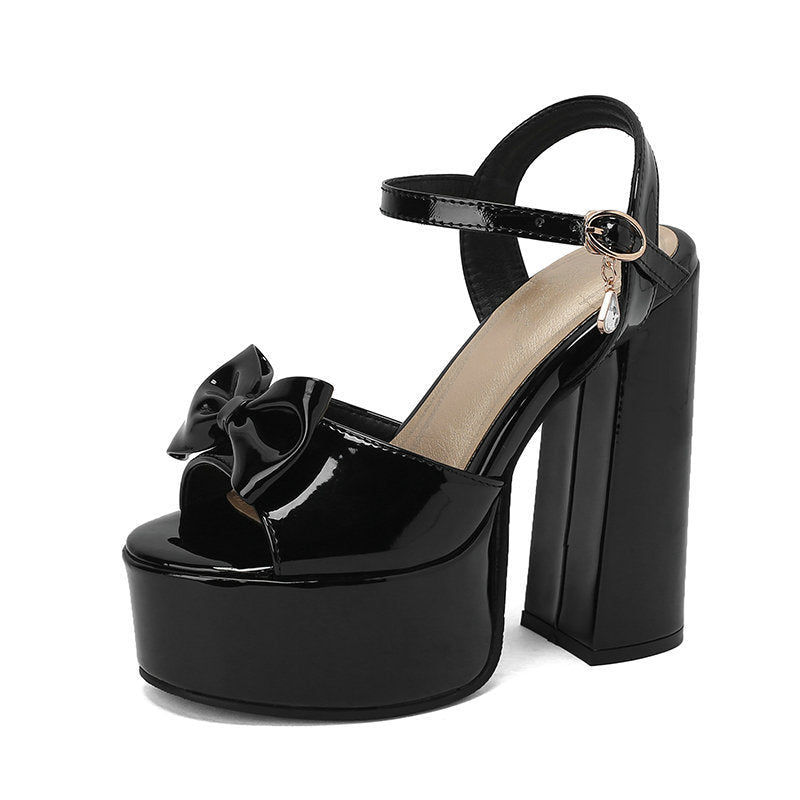 Womens Chunky - heel Ultra - high - heeled Peep - toe Sandals - VEZTIVIA