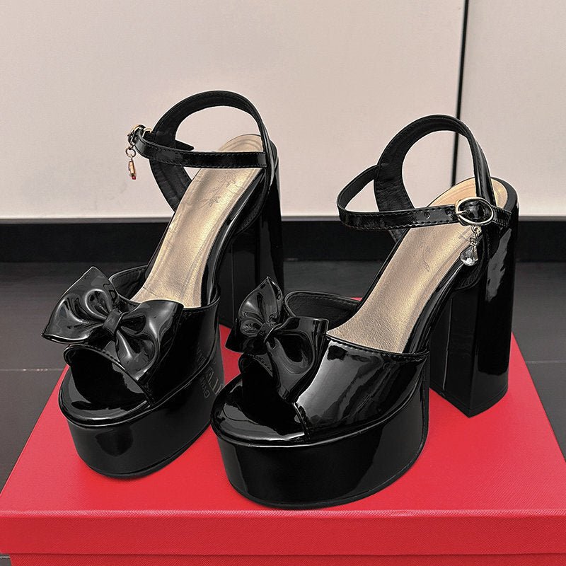 Womens Chunky - heel Ultra - high - heeled Peep - toe Sandals - VEZTIVIA