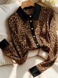 Women's Color - Block Leopard - Print Loose Shirt - VEZTIVIA
