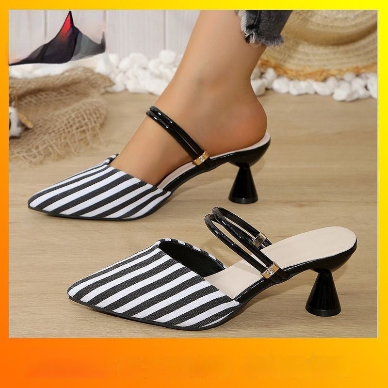 Women's Fashion Pointed - Toe High - Heel Half Sandals - VEZTIVIA