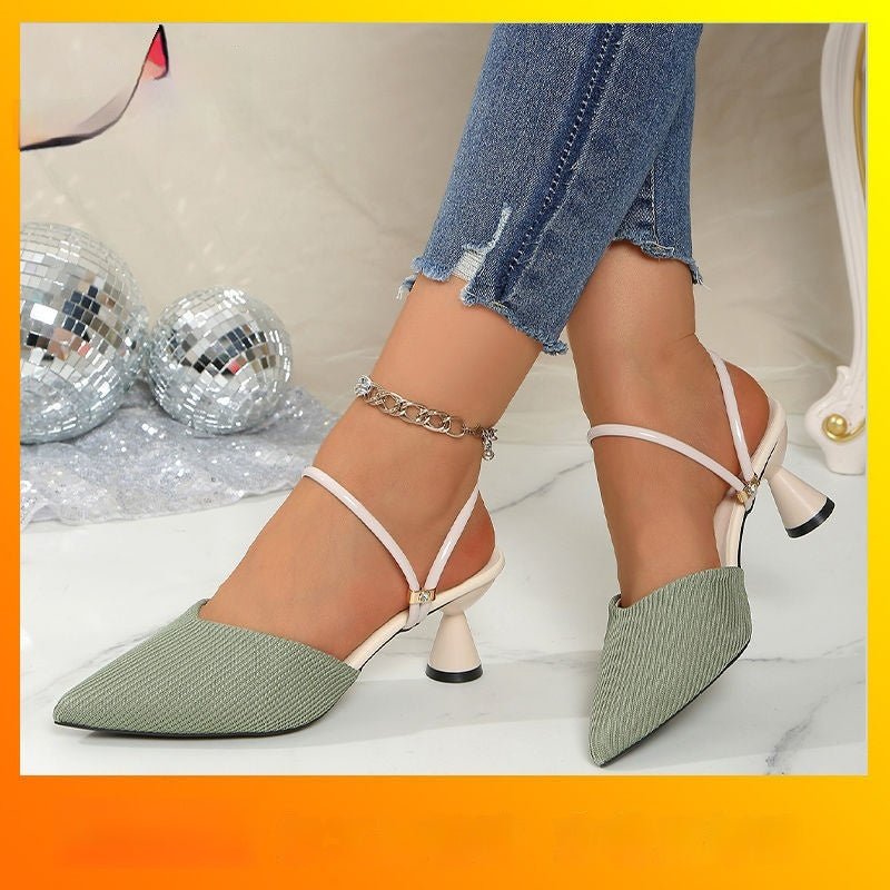 Women's Fashion Pointed - Toe High - Heel Half Sandals - VEZTIVIA