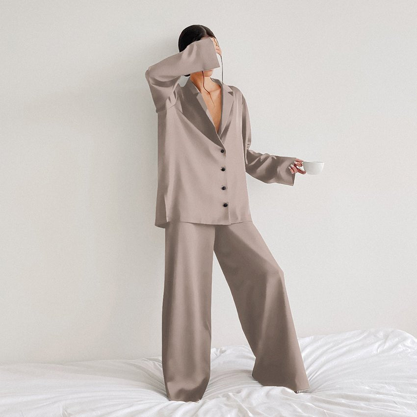 Women's Home Silk Pure Color Pajamas - VEZTIVIA