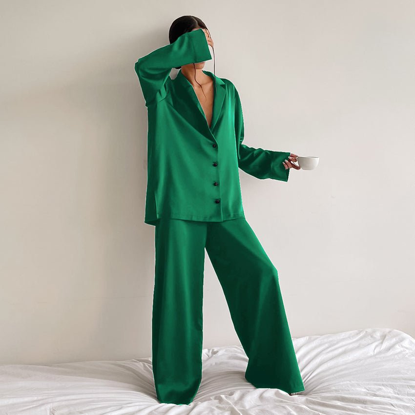 Women's Home Silk Pure Color Pajamas - VEZTIVIA