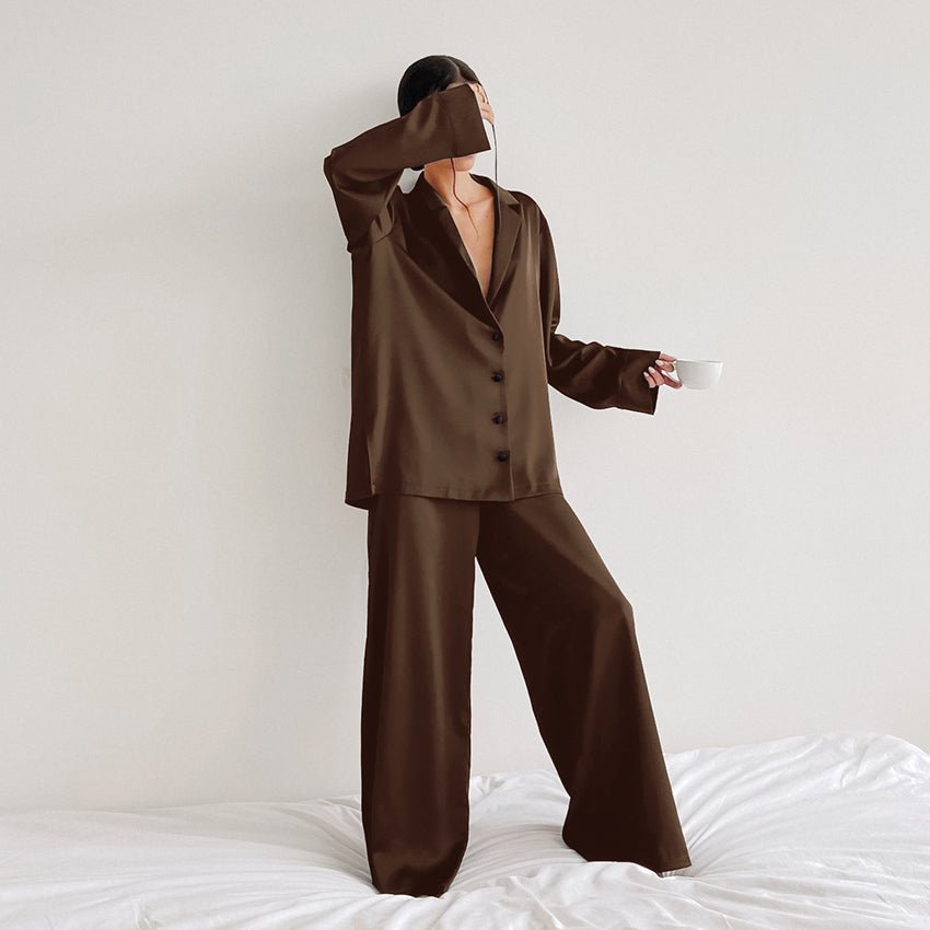 Women's Home Silk Pure Color Pajamas - VEZTIVIA