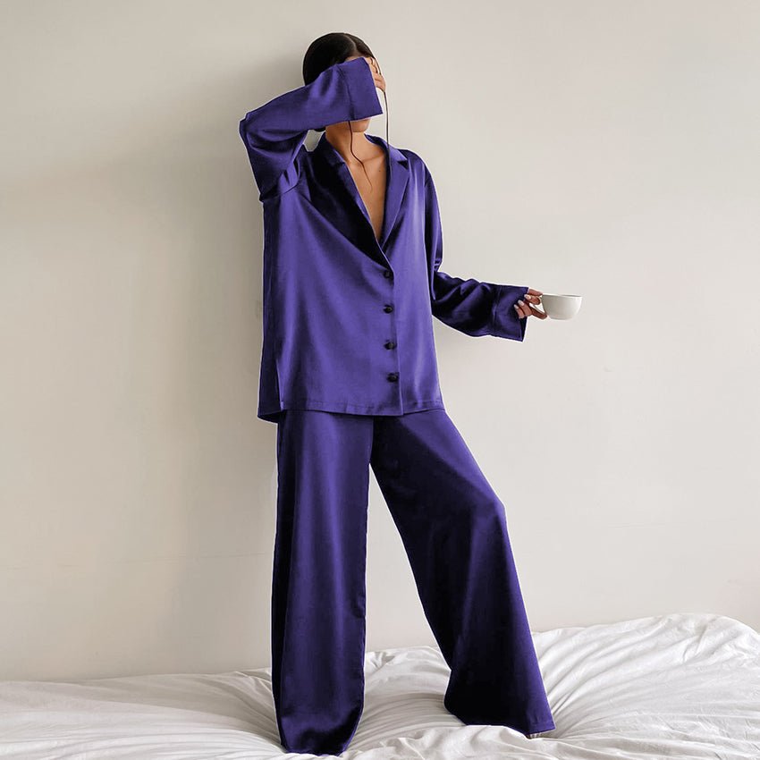 Women's Home Silk Pure Color Pajamas - VEZTIVIA