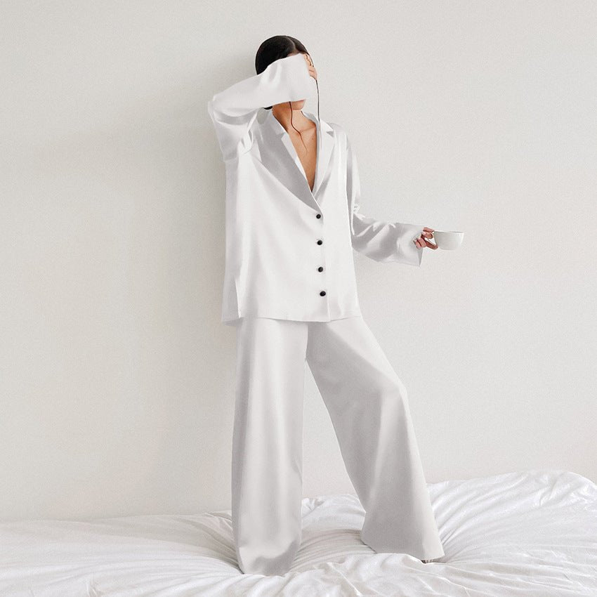 Women's Home Silk Pure Color Pajamas - VEZTIVIA