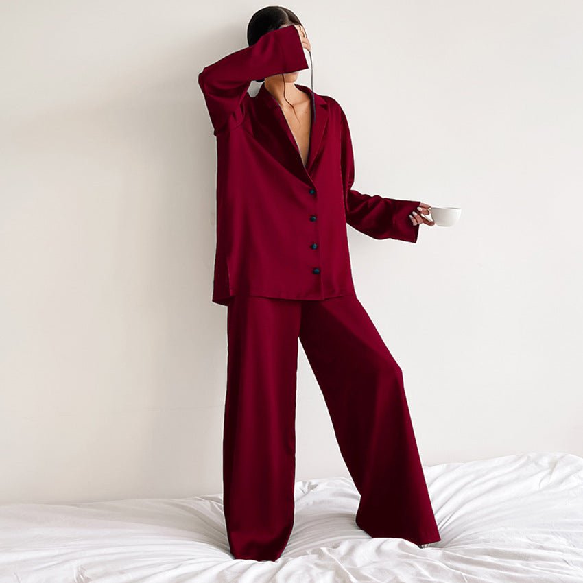 Women's Home Silk Pure Color Pajamas - VEZTIVIA