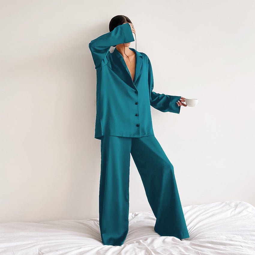 Women's Home Silk Pure Color Pajamas - VEZTIVIA