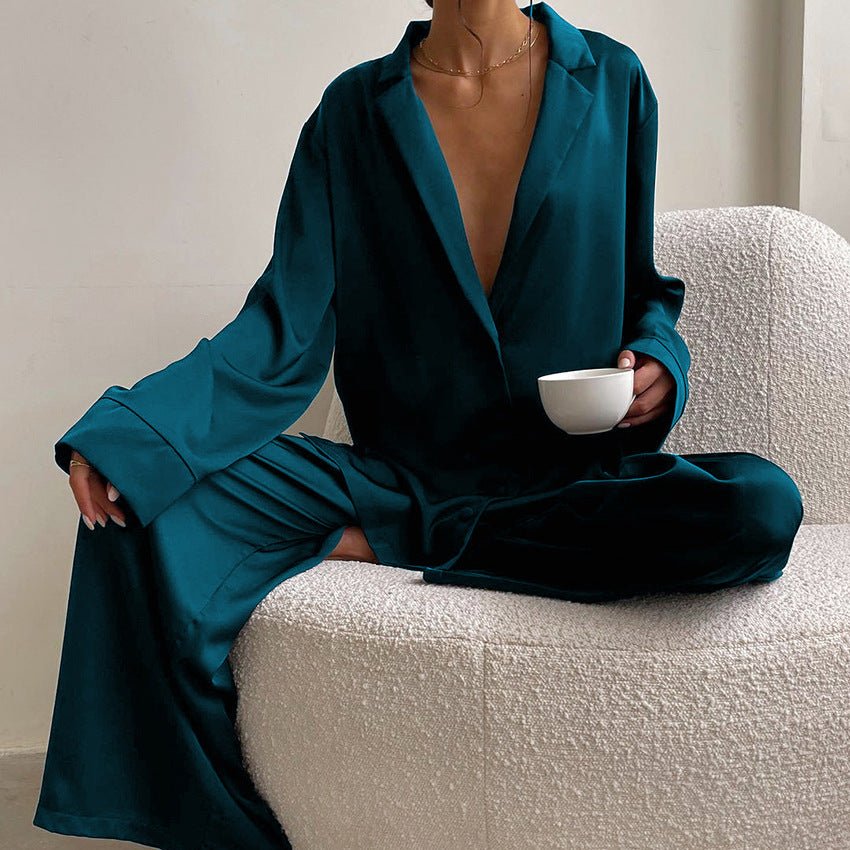 Women's Home Silk Pure Color Pajamas - VEZTIVIA