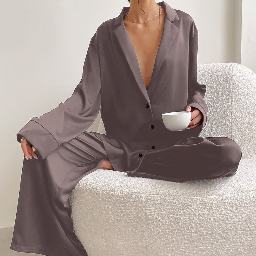 Women's Home Silk Pure Color Pajamas - VEZTIVIA