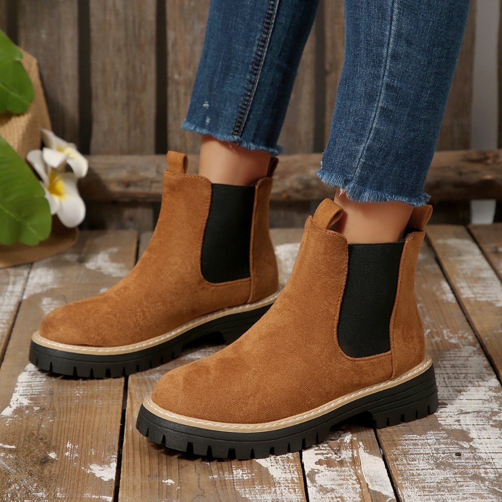 Women's Round - Toe Fashionable Casual All - Match Boots - VEZTIVIA